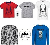 Fortnite - T-shirts 5-pack - 100% katoen | Populaire game | Kleur Rood/Wit/Blauw/Grijs - Maat 152cm / 12 Jaar