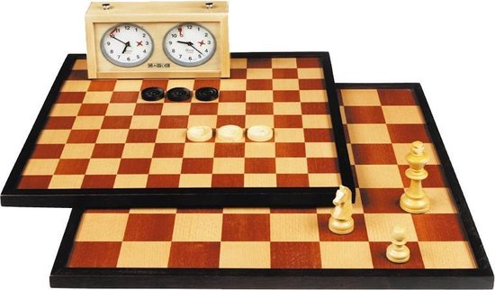 Thumbnail van een extra afbeelding van het spel schaak- en dambord ingelegd 45 x 45 cm