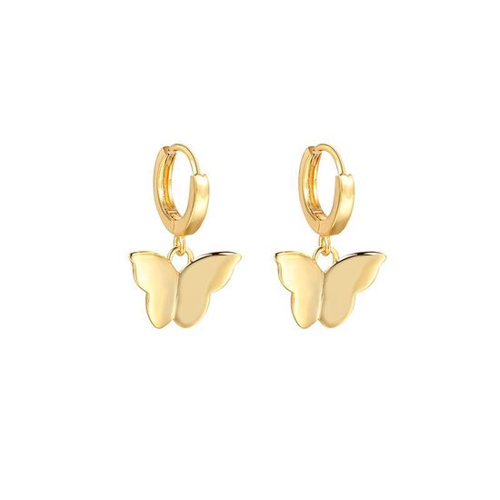 Boucles d'oreilles d'oreilles Butterfly - Argent S925 avec or 18 carats