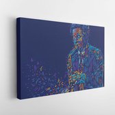 Canvas schilderij - Jazz saxophone player jazz musician saxophonist abstract color vector illustration with large strokes of paint  -     730453381 - 80*60 Horizontal