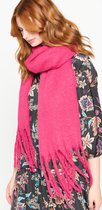 LOLALIZA Zachte sjaal met franjes - Fuchsia - Maat One size