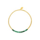Roestvrijstalen armband met natuurstenen - Yehwang - Armband - One size - Goud/Groen