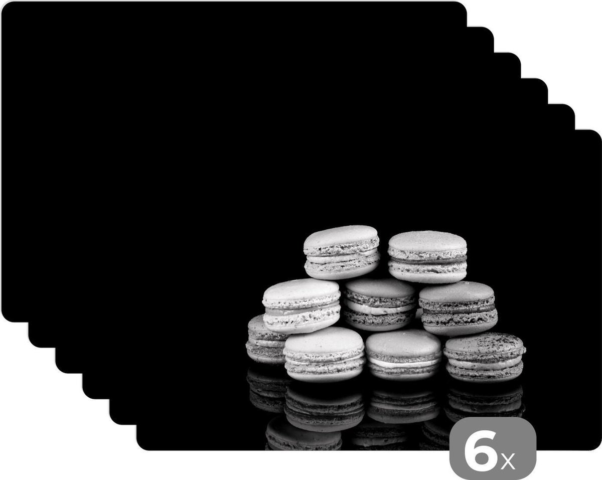 Set de table Macarons sur fond noir noir et blanc 45x30 cm