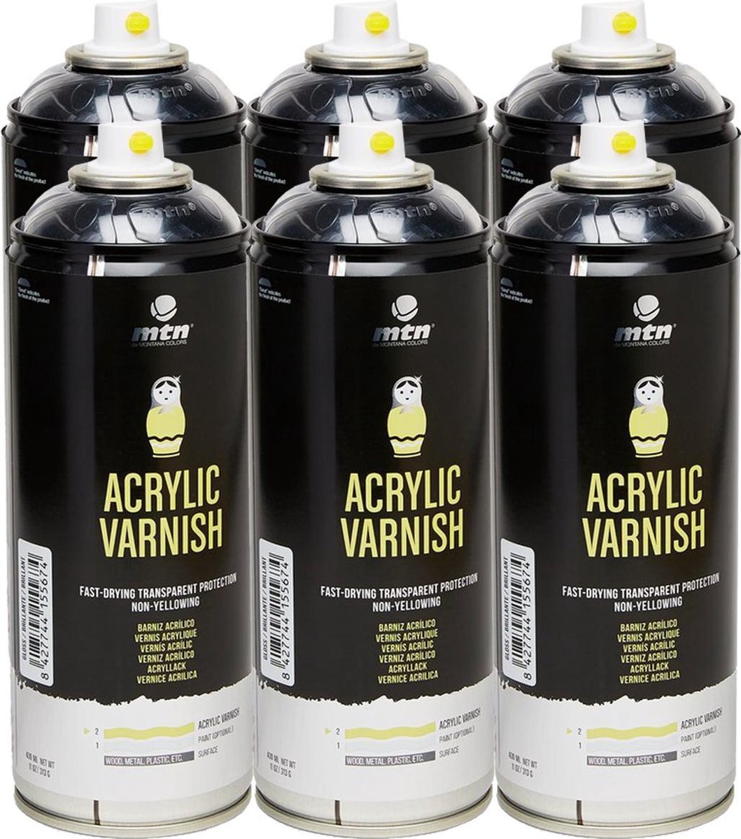 MTN PRO Acryl Vernis - Satijnen afwerking - 400ml - 6 stuks