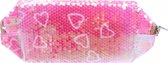 etui glitterharten meisjes 26 x 10 cm polyester roze