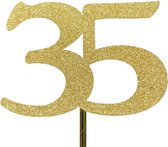 Taartdecoratie |Taarttopper| Cake topper | Taartversiering| Verjaardag| Cijfers | 35 | Goud glitter|14 cm| karton