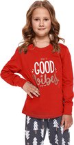 Doctor Nap Katoenen Familie Pyama Meisjes | Lange Mouw Lange Broek | Pyjama Meisjes | Matching Gezin Pyjama | Kerst Pyjama | Good Vibes Spruce Red PDU.4311 146/152
