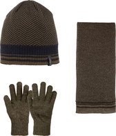 SUYUTTI Heren 3-Delig Winter Set | Muts met Fleecevoering - Sjaal - Handschoenen | Klassieke Elegantie-03 (K2203-02)