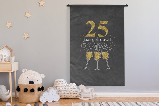 Tapisserie - Tapisserie - Marié 25 ans - Mariage - Citations - Proverbes - 120x180 cm - Tapisserie