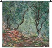 Wandkleed - Wanddoek - Olijfboombos in de Moreno tuin - Claude Monet - 60x60 cm - Wandtapijt