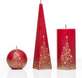 Kaarsen - Set Handgeschilderd - Rood met goudkleur - kerst - kerstverlichting