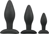 Siliconen buttplugsetje - zwart - Sextoys - Anaal Toys - Dildo - Buttpluggen