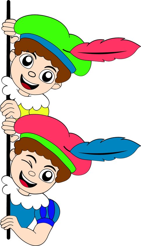 Raamsticker Gluurpieten in kleur licht - statisch raamfolie - herbruikbaar - gluurpieten - sinterklaas - pieten - 5 december