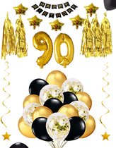 90 jaar verjaardag feest pakket Versiering Ballonnen voor feest 90 jaar. Ballonnen slingers sterren opblaasbare cijfers 90