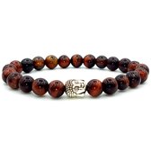 Mala armband van natuursteen – Stierenoog / Rode Tijgeroog steen – buddha / boedha – 20 cm - Rhylane®