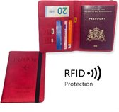 ''OP=OP'' Luxe Paspoorthouder Suède / Leer - Rood - Paspoorthoesje - Reisportemonnee - Bescherm Cover - Portemonnee - Pashouder