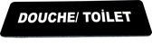 Deurbordje met tekst Douche/ Toilet - Deur Tekstbordje - Deur - Zelfklevend - Bordje - Zwart Wit - 150 mm x 50 mm x 1,6 mm - 5 jaar Garantie