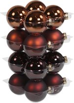 Glas kerstballen - 8 cm - 16 stuks - Dark brown