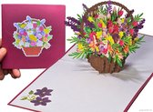Popcards cartes popup – Carte d'anniversaire Fleurs Panier de fleurs Bouquet mixte Amitié Anniversaire Félicitations Bon rétablissement Condoléances Carte pop-up Condoléances Carte de voeux 3D