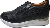 Manlisa rits veter snake lederen comfort lederen sneakers W132-2189 zwart mt 40