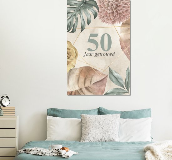 Décoration murale Métal - Peinture Aluminium - Mariage - Décoration - Cinquante - 100x150 cm - Cadeau Saint Valentin