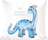 Sierkussens - Kussentjes Woonkamer - 60x60 cm - Kinderkamer - Sweet Dreams - Dinosaurus - Jongens - Kind - Kinderen