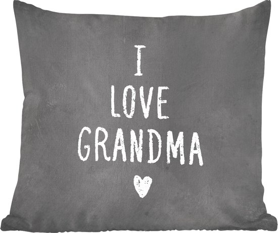 Sierkussen - Cadeau Vrouw Oma I Love Grandma Krijt - Multicolor - 45 Cm X 45 Cm