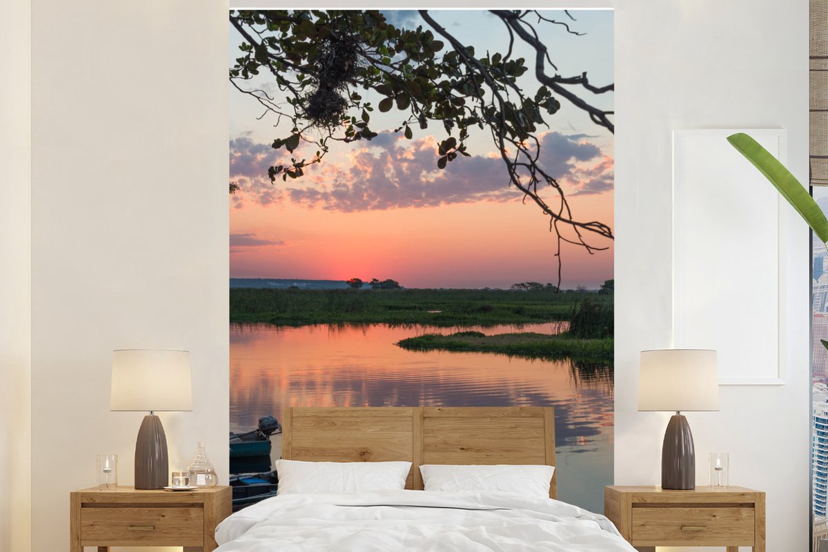 Behang - Fotobehang Uitzicht vanaf rivier bij de Pantanal in Brazilië - Breedte 180 cm x hoogte 280 cm