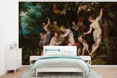 Behang - Fotobehang Nimfen vullen de hoorn des overvloeds - Schilderij van Peter Paul Rubens - Breedte 375 cm x hoogte 240 cm