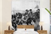 Behang - Fotobehang Zwart-wit illustratie van Napoleon Bonaparte in Egypte - Breedte 210 cm x hoogte 260 cm