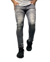 jeans heren grijs denim - zwart/witte spetter - 14039 - maat 31