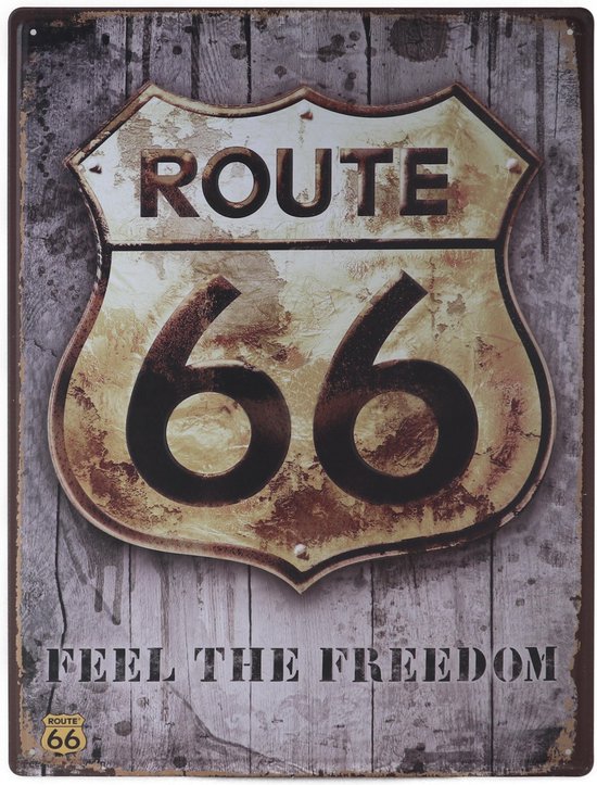ijzer Mijnwerker begaan Wandbord – Route 66 – Motor – Amerika - USA - Vintage - Retro -  Wanddecoratie –... | bol.com