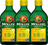 Möller's Omega-3 Levertraan Naturel - 3 x 250ml - Omega-3 met vitamine A, D en E - Pure Levertraan uit Noorwegen - Visolie van wilde Noorse kabeljauw - Superior Taste Award - 3 x 5