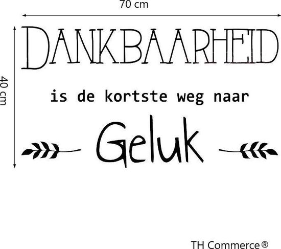 TH Commerce Muursticker Tekst - Geluk - Dankbaarheid - Nederlandse Tekst - Keuken - Woonkamer - Slaapkamer - nr 1687