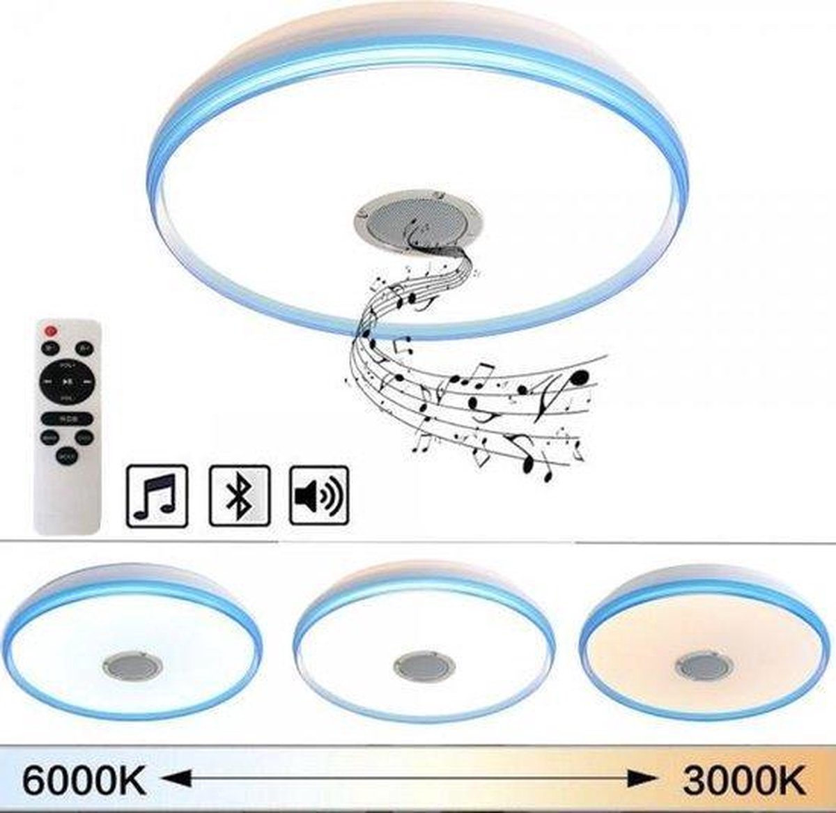 Plafonnier LED avec haut-parleur Bluetooth | Avec télécommande | 24 W |  bol.com
