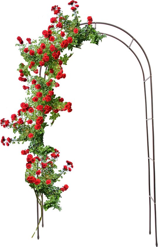 Relaxdays rozenboog metaal - 240 cm - voor rozen en klimplanten - tuinboog - zwart