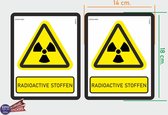 ISO7010 W003 radioactieve stoffen Waarschuwing.  M set 2 stickers 14x18 cm