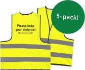Keep distance safety vests - houd afstand hesjes engels - gele hesjes - 5 pack