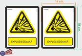 ISO7010 W002 explosiegevaar Waarschuwing set 2 stickers van 14x18cm (M)