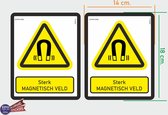 ISO7010 W006 sterk magnetisch veld Waarschuwing M set 2 stickers 14x18 cm