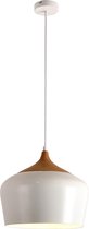 PLATINET PPL010WW REJA Hanglamp wit metaal met houtaccent E27 fitting maximaal 40W wit, bruin