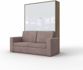 INVENTO SOFA Verticaal Vouwbed Inclusief Bank - Opklapbed - Bedkast - Country Eik/Hoogglans Wit - 200x140