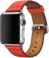 Geschikt voor Apple Watch bandje 42 / 44 / 45 mm - Series 1 2 3 4 5 6 7 SE - Smartwatch iWatch horloge band - 42mm 44mm 45mm - Fungus - PU Leer - Oranje - Vouw