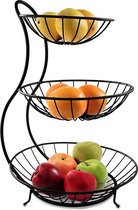 Coupe à fruits - Etagere 3 couches - Corbeille à fruits en métal - Décoration bol - pour fruits / légumes / collations / pain - acier inoxydable - 48 x 33 x 33 cm