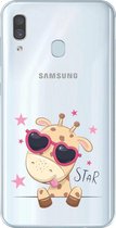 Samsung Galaxy A40 Transparant siliconen hoesje girafje superstar