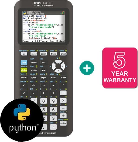 Wees tevreden paniek Trojaanse paard TI-84 Plus CE-T Python Edition + verlengde garantie | bol.com
