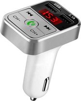 Bluetooth FM Transmitter - Bluetooth Carkit - Fast Charge USB poort - Handsfree bellen - Muziek - MP3 - FM adapter - Zilver - Auto lader