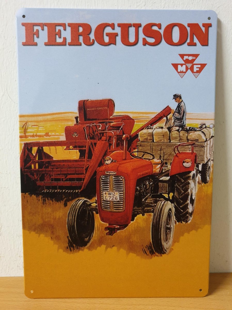 MF Massey Ferguson tractor graan Reclamebord van metaal METALEN-WANDBORD - MUURPLAAT - VINTAGE - RETRO - HORECA- BORD-WANDDECORATIE -TEKSTBORD - DECORATIEBORD - RECLAMEPLAAT - WANDPLAAT - NOSTALGIE -CAFE- BAR -MANCAVE- KROEG- MAN CAVE