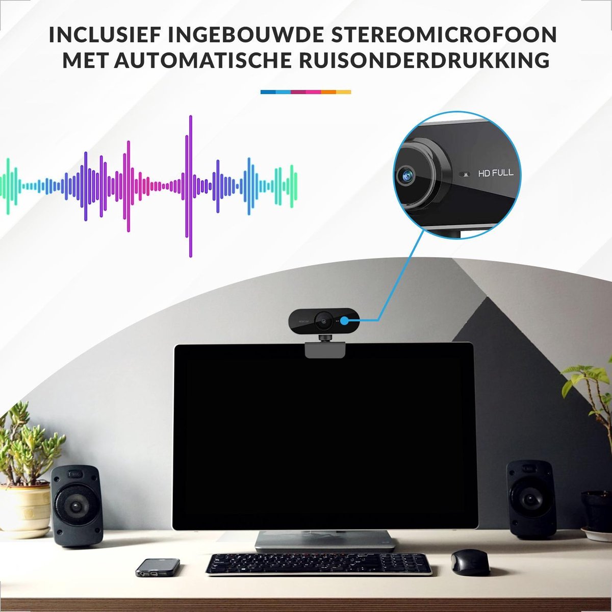 YONO YONO Webcam 1080P Full HD met microfoon - zwart thumbnail 2