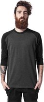 Urban Classics Raglan Tshirt -4XL- Contrast 3/4 Sleeve Grijs/Zwart